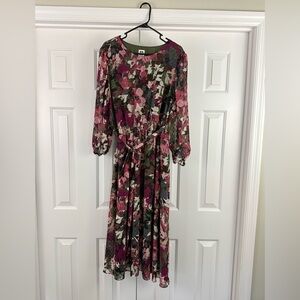 Anne Klein Multicolor Floral Long Sleeve Dress